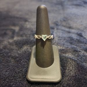 3/$10 Silver light blue heart & CZ ring